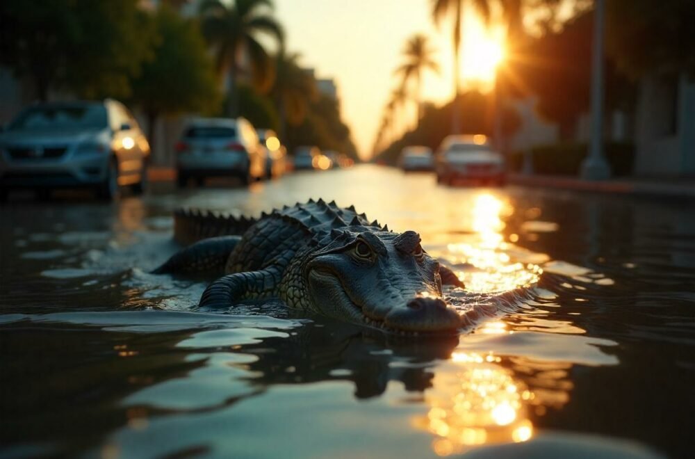 Inundaciones en Miami elevan la presencia de caimanes y serpientes en áreas urbanas